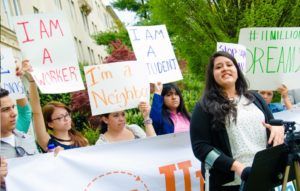 Lorella Praeli, one of the leaders of the organization United We Dream, participates in an recent event demanding immigration reform by Congress.